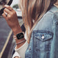 "Leath" Apple Watch Armband aus Metall mit Kunstlederriemchen