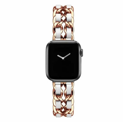 "Leath" Apple Watch Armband aus Metall mit Kunstlederriemchen