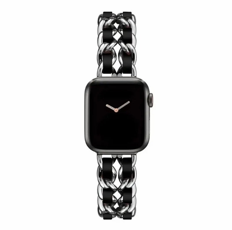 "Leath" Apple Watch Armband aus Metall mit Kunstlederriemchen