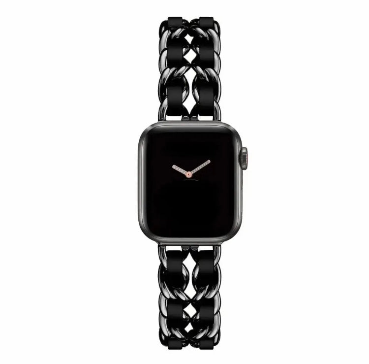 "Leath" Apple Watch Armband aus Metall mit Kunstlederriemchen